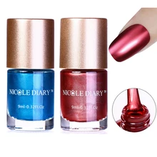2 бутылки Nicole Diary металлический зеркальный эффект Красный Синий Зеленый Фиолетовый Блестящий металлический лак для ногтей, маникюра 9 мл
