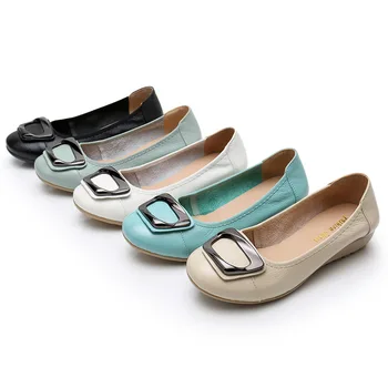 

New Arrival Genuine Leather Shoes Women Flats Cow Leather Casual Woman Shoes Sweet Ladies Shoes Comfortable Plus Size 42 YX1555