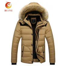 Autumn Winter Jacket Men Parkas Hooded Coat Male Casual Coats Quilted Wadded Padded Waistcoat Fashion Faux Fur Collar Size 4XL