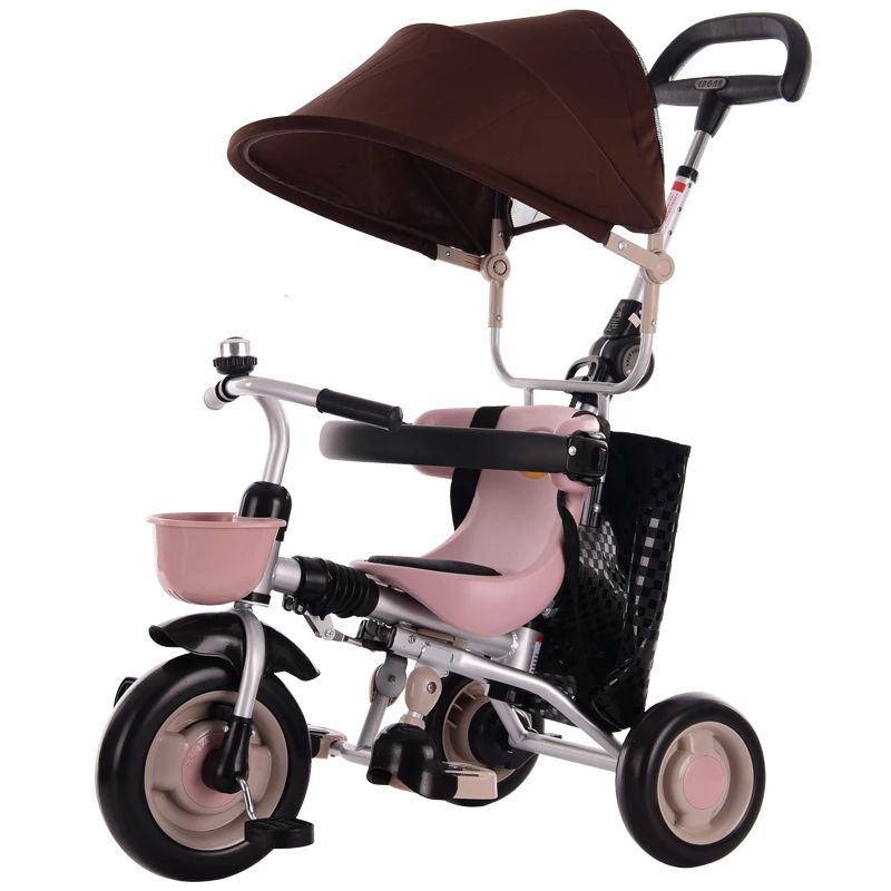 Складная детская стальная трехколесная коляска для малышей, велосипед, зонт, тележка, легкая детская трехколесная коляска, коляска, От 1 до 4 лет
