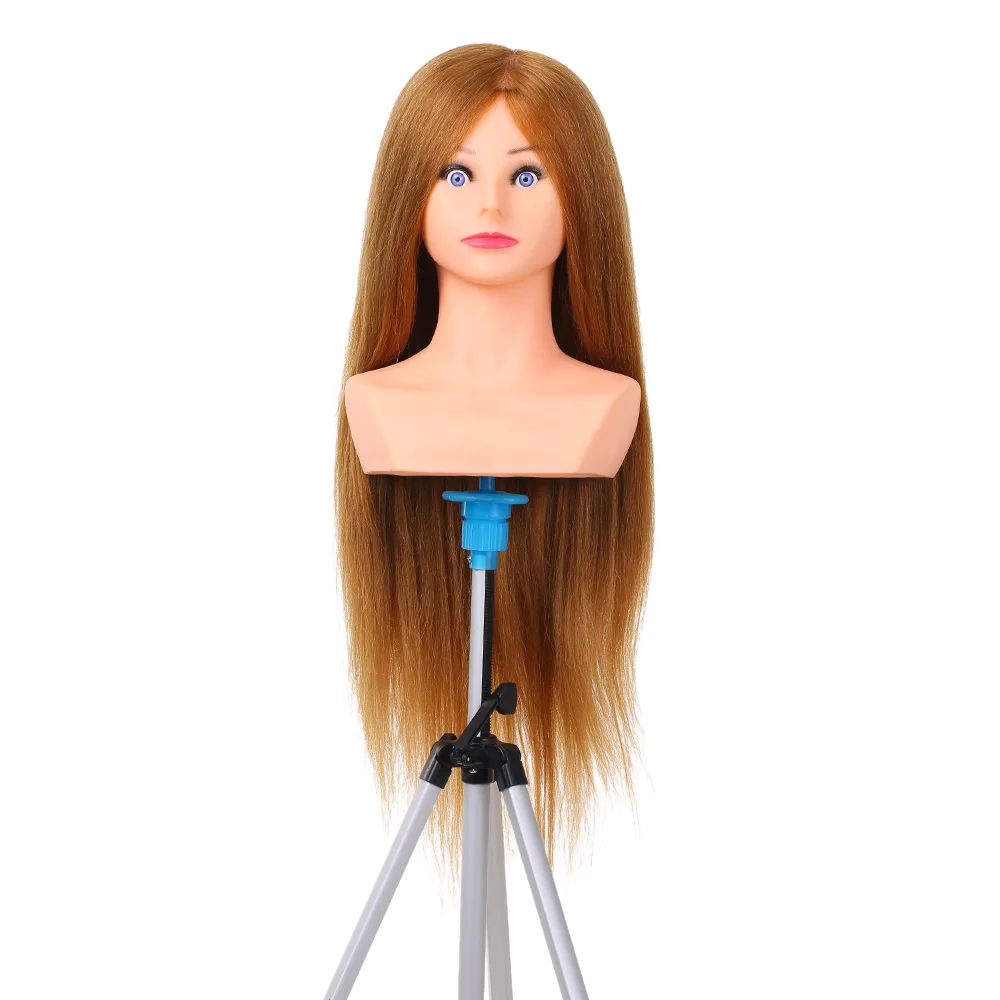 

100% Human Hair Training Head Mannequin Head for Hairstyles Training Hairdresser Professional Cosmetology Dummy Head
