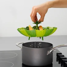 Congélateur Pliable Silicone Panier à Vapeur De Cuisine Portable Type Lotus congélateur Porte-vapeur Plateau De Cuisson