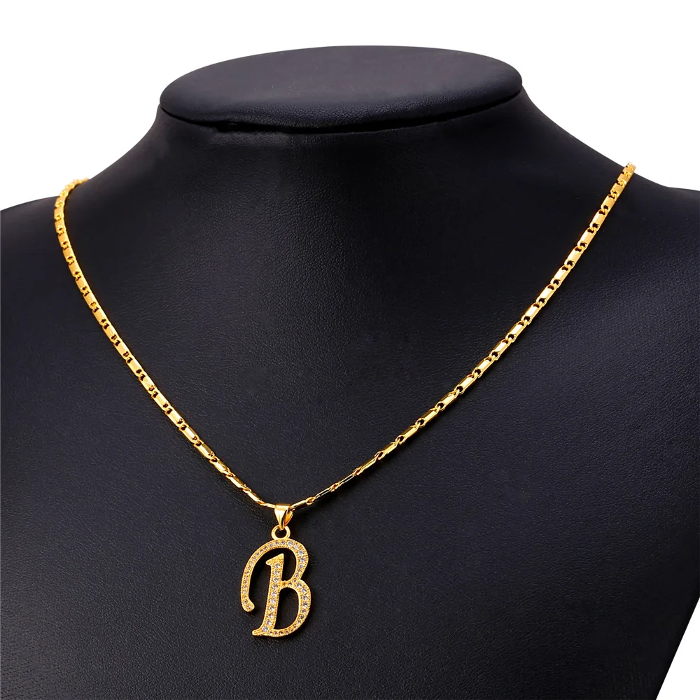 Jewelry Alphabet B Letter Necklaces 