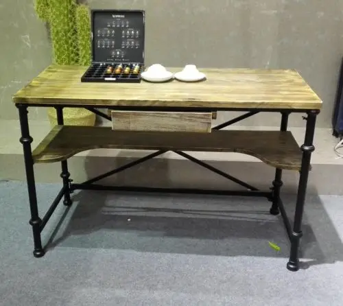 American Country Style Double-Layer Table Multifunctional Living Room Tea Table/ End Table Study Room Notebook/Computer Desk