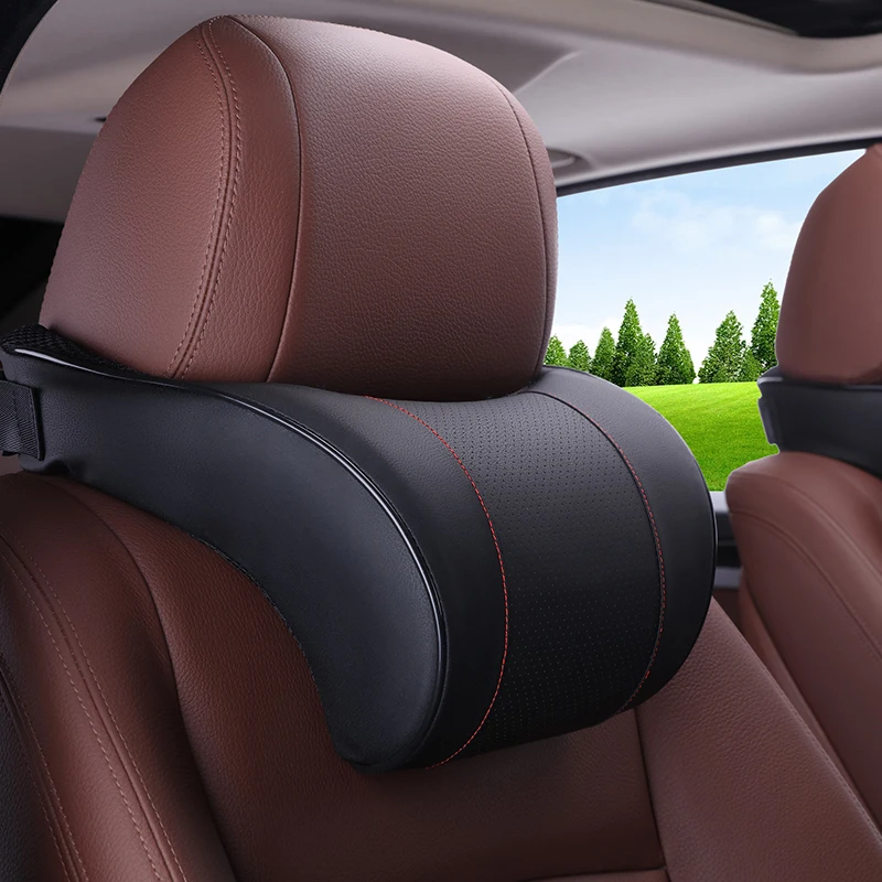 

1 pcs Adjustable Memory Cotton Leather Car Headrest Neck Protection Rest Support Pillow Cushion Car Safety Accessories