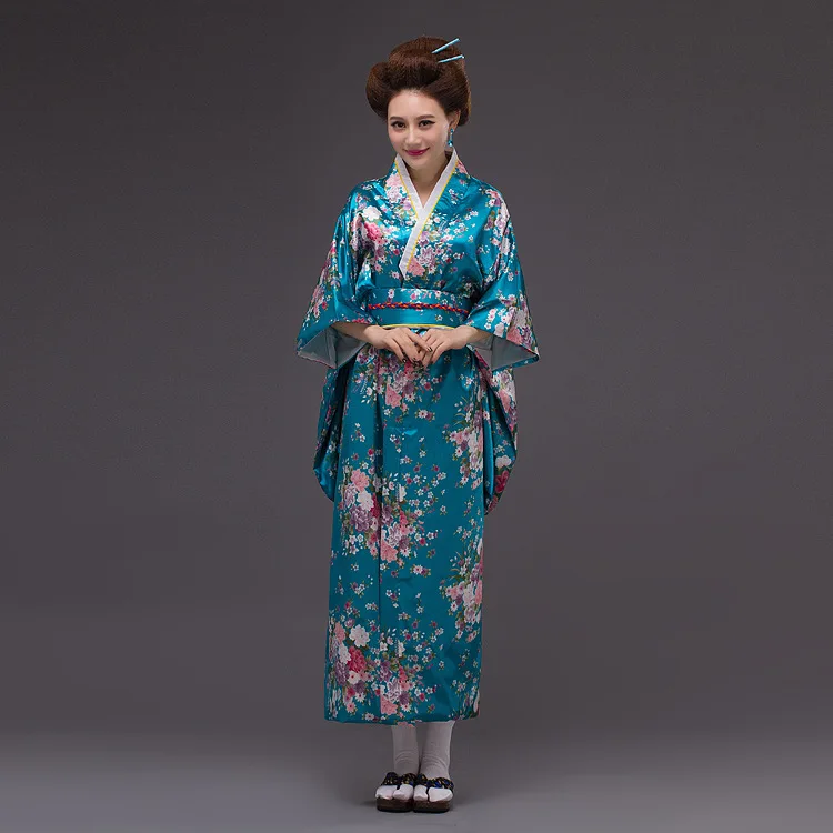 Ярко-розовое японское традиционное женское шелковое кимоно юката вечернее платье для выступлений танцевальное платье костюм на Хэллоуин один размер B-016