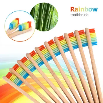 

1/4Pcs Wood Soft Rainbow Bamboo Toothbrush Bamboo Colorful Charcoal Soft Travel Toothbrush Rainbow Mini Oral Care Cheaper