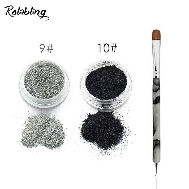

Rolabling Laser Glitter Brush Set Nail Powder Nail Art Decoration Glitter Acrylic Pen Nail Dust Nail Decoration Manicure Set
