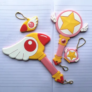 

2style Card Captor Sakura Kinomoto Anime Action Figure Printed Silica Gel Cartoon Convenience Make-up Mirror Handbag Pendant Toy