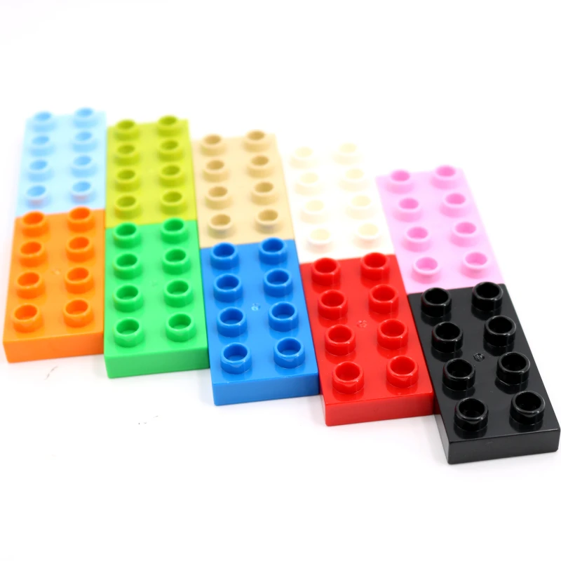 

6pcs/lot 2X4 Thin Bricks Diy Big Size Building Blocks Bulk Accessories Compatible With Duploed Toys For Children Kids Gifts