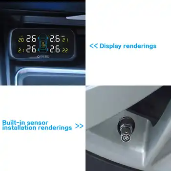 Auto Car Wireless TPMS Tire Pressure Monitoring System with 4 Sensors LCD Display Monitor Cigarette Lighter Socket CAREUD U903