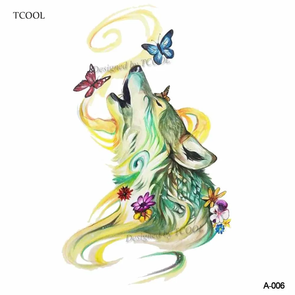 WYUEN Watercolor Wolf Animal Temporary Fake Tattoo Body Art Sticker Waterproof Hand for Men Hot Design 9.8X6cm A 006|tattoo men|temporary fake