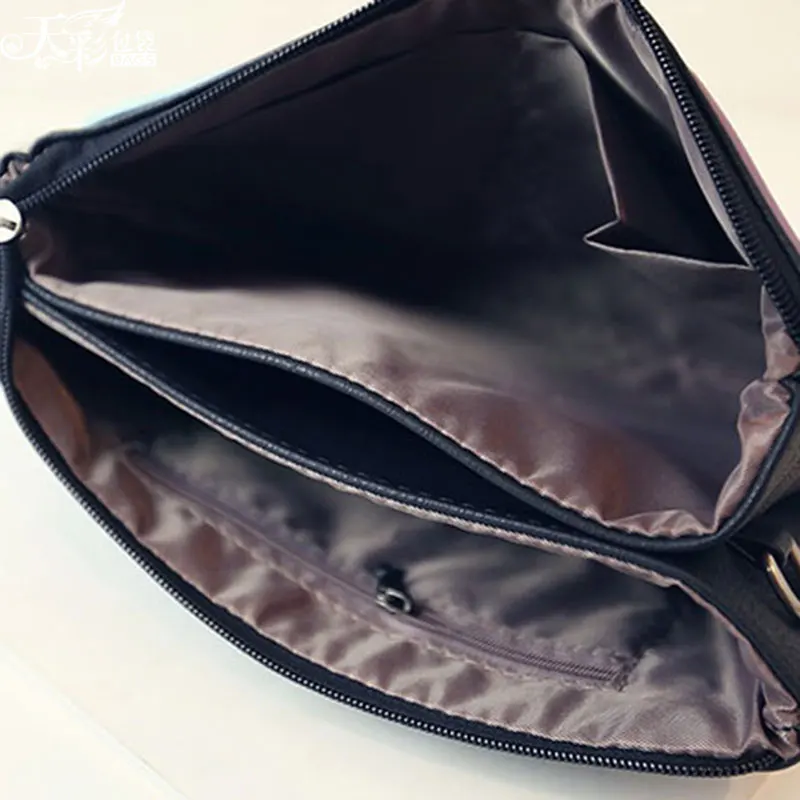 لون الحلوى النساء حقائب جلدية خليط مثلث مطرزة المراهقات wristlets حقيبة crossbody الفاصل مع الشريط