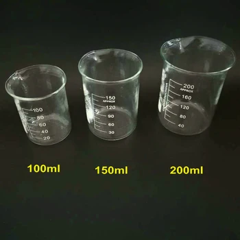 

3pcs/set 100/150/200ml Glass Beaker for Laboratory Tests, Measuring Cup Volumetric Glassware for Lab Experiments