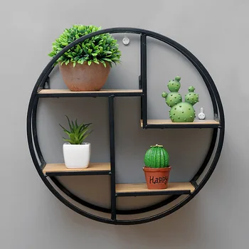 

Wall Mounted Iron Shelf Round Floating Shelf Wall Storage Holder and Rack Shelf for Pantry Living Room Bedroom Kitchen Entryway