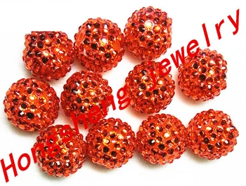 

(choose size) 12mm/16mm orange color Resin Rhinestone Beads,Bling Resin Ball Beads, for Chunky Kid Necklace Jewelry