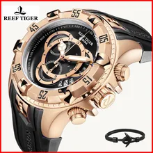 Дизайн Риф Тигр Топ бренд Роскошные мужские спортивные часы водонепроницаемые черные Хронограф военные часы Relogio Masculino