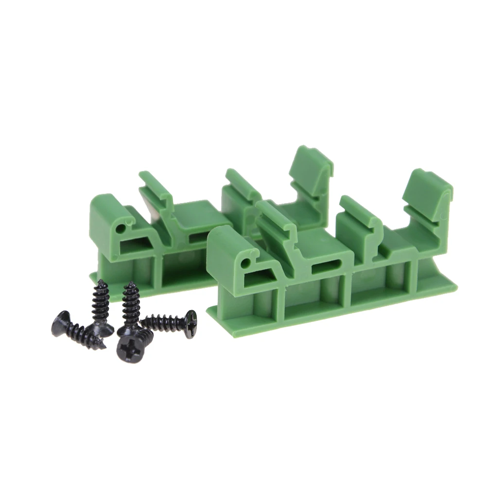 1Set=2pcs adapter+4 screws Rail Mounting Adapter Clips Black Green PCB DIN C45 Circuit Board Bracket Holder Carrier