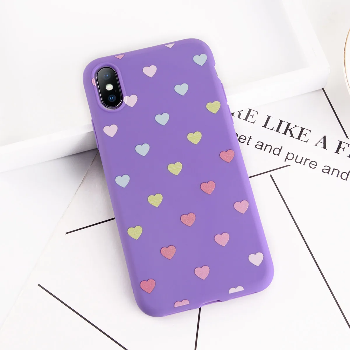 Lovebay фиолетовый чехол для телефона для Iphone XS Max XR X 7 6 6S 8 Plus Love Heart shape Lucky с принтом мягкий чехол-накладка - Цвет: 1537