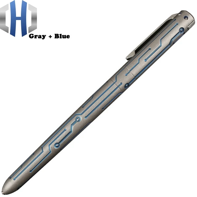 Креативная титановая тактическая ручка для самообороны, аварийный выключатель для окон, деловая ручка для письма, для улицы, EDC, коллекция инструментов, подарок - Цвет: gray blue