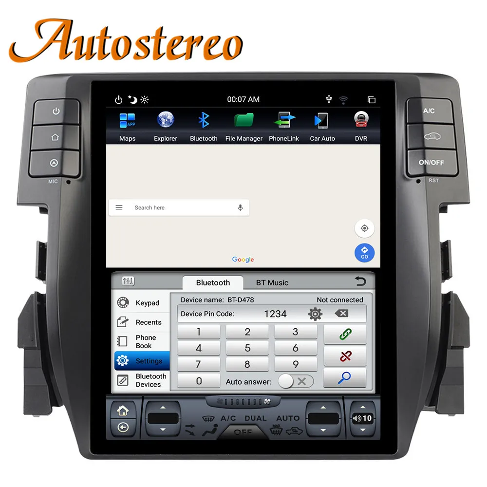 Discount PX6 Android 9.0 DSP Tesla style Car GPS navigation For Honda Civic 2016-2019 multimedia player Auto headunit radio tape recorder 4