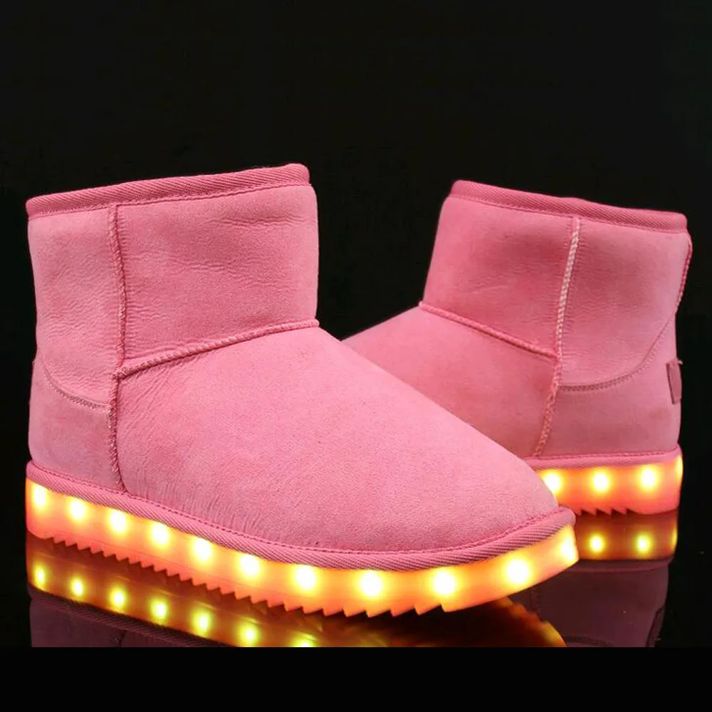 Детская плюшевая подкладка LED сапоги обувь с подсветкой для девочек детские зимние ботинки мальчиков зимние светящиеся дети обувь