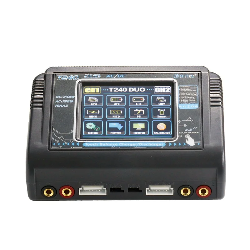 HTRC T240 DUO AC 150W DC 240W 10A Touch Screen Dual Channel Battery Balance Charger Discharger For RC Toys Free Shipping