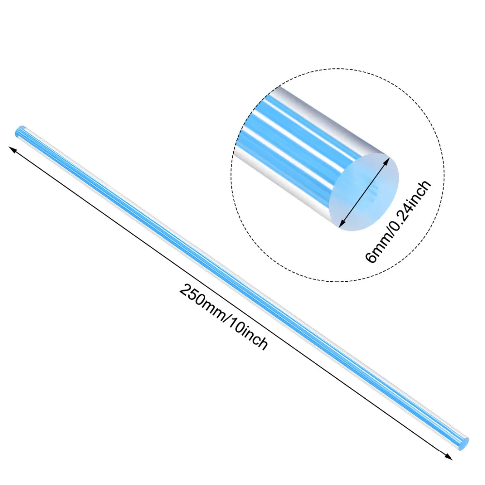

Uxcell 2pcs 6mm Dia. 250mm Long Straight Line Green/White/Light Purple/Pink/Light Blue/Yellow Solid Acrylic Round Rod PMMA Bar