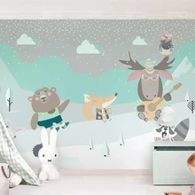 Beibehang Индивидуальные Современные милые козы Медведь Кролик лиса облако дети задний план обои papel де parede 3d папье peint behang