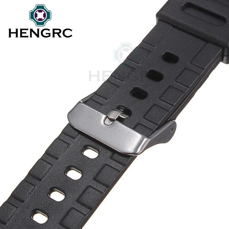 Silicone Watchbands 18 20 22mm Men Black Sports Diving Rubber Watch Strap Silver Stainless Steel Buckle