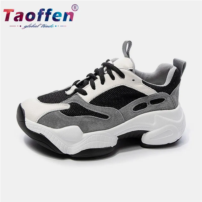 

Taoffen Women Running Shoes Real Leather Breathable Light To Wear Sport Shoes Women Sneakers Warm Jogging Shoes Size 35-39