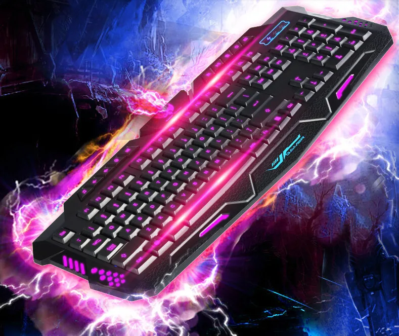 Проводной тройной Цвет подсветкой осветить Gaming Keyboard Gamer Подсветка светодиодный USB для компьютера настольных ПК