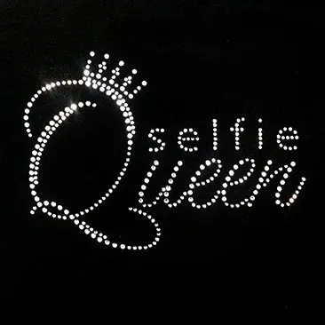 

2pc/lot Crown Selfie Queen iron on Rhinestone transfer hotfix iron on rhinestone crystal transfers design for dress shirt