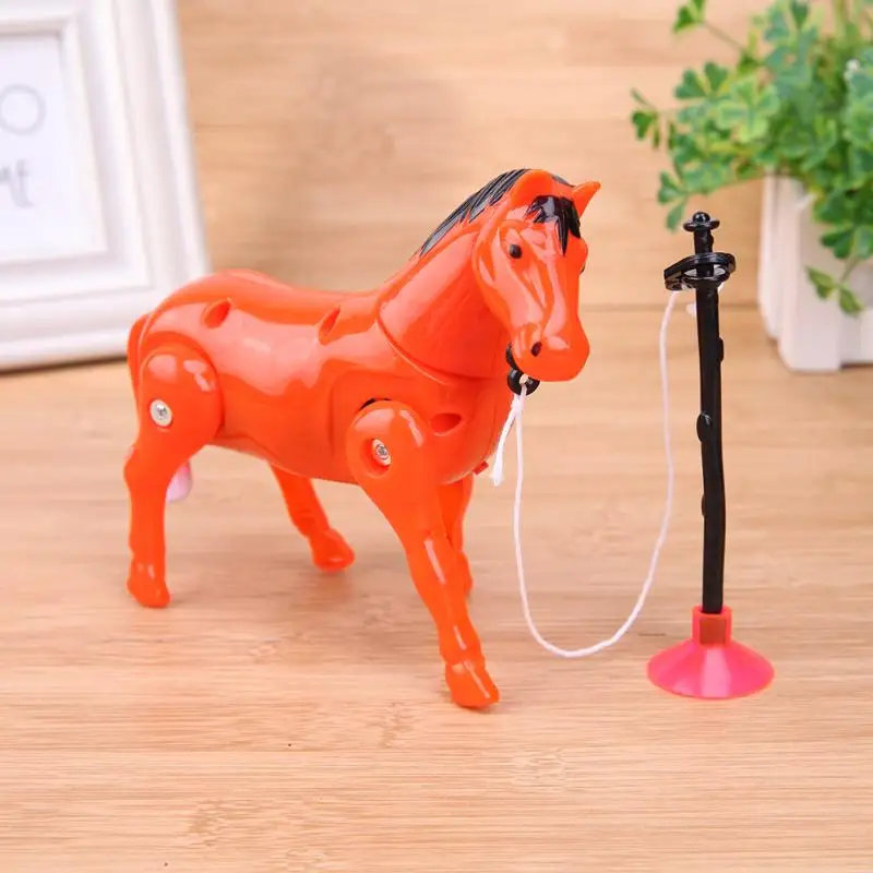Пластиковая электрическая игрушечная лошадь забавная электронная лошадь ходьба вокруг ворса обучающая игрушка для детей развивающие игрушки