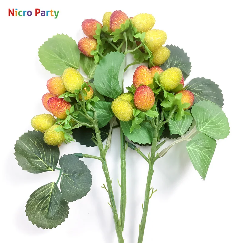 

Nicro 9 Head Artifical Fake Fruit Wedding Home Decoration Flower Artificial Fruit Paddle Strawberry Photo Props Plant #Art27