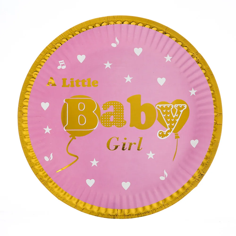 

10pcs/lot Baby Girl Theme Paper Plates Birthday Wedding Party Supplies Decoration Cake Dish Disposable Baby Shower Favors
