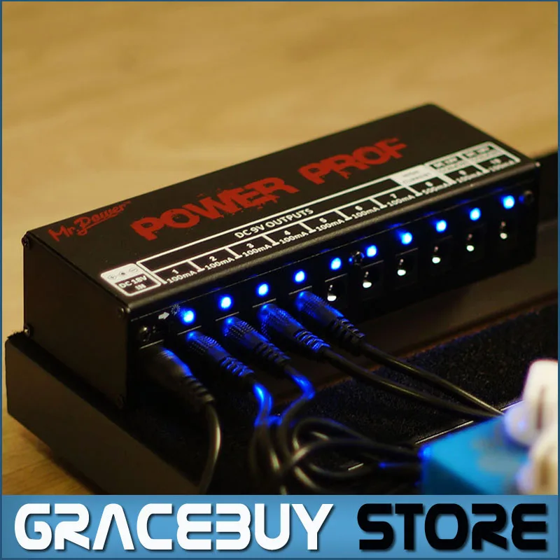 Guitar Effect Pedals Power Supply Ten Isolated Outputs 8 Way DC 9V 1 Way DC 12V