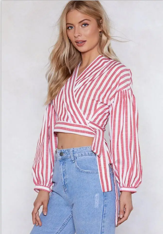 

Women Shirts Top Womens T Tops Fashion Striped V-neck Long Sleeve Shirt Fashion Female Long Sleeve Fashion Shirt