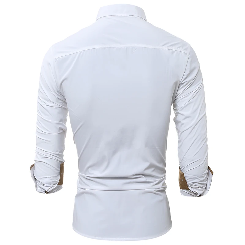 Мужская брендовая рубашка, Мужская Высококачественная рубашка с длинным рукавом, повседневная однотонная приталенная Черная мужская одежда, рубашки camisa masculina 3XL