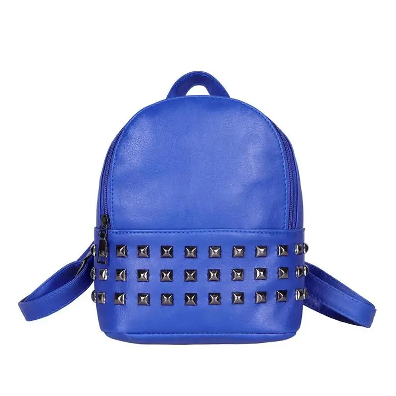 21 цвет, Модный женский рюкзак с заклепками из искусственной кожи, повседневные маленькие размеры для девочек-подростков, школьные сумки на плечо - Цвет: royal blue