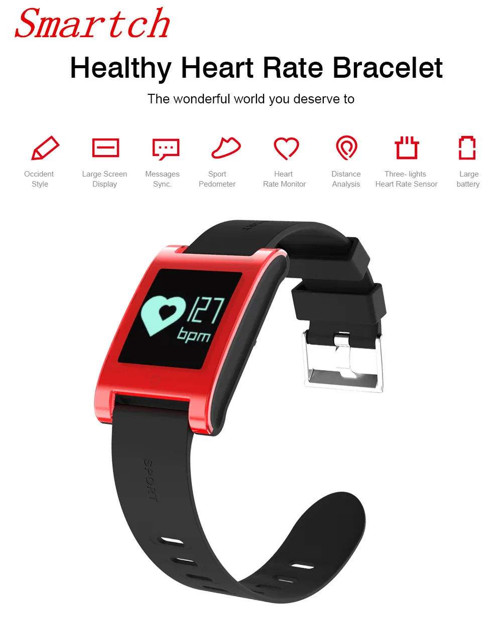 Smartch Smart Bracelet Bracelets Health DM68 Pedometer Pulsera Actividad Fitness Pulse Monitor Activity Blood Pressure Tracker