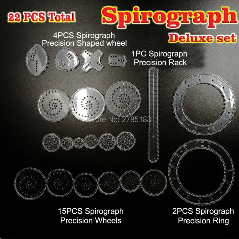 Спирограф Рисование дизайн оловянная игрушка набор 22 шт. спиральные конструкции Блокировка шестерни и колеса творческая игрушка, обучающая рисованию для детей