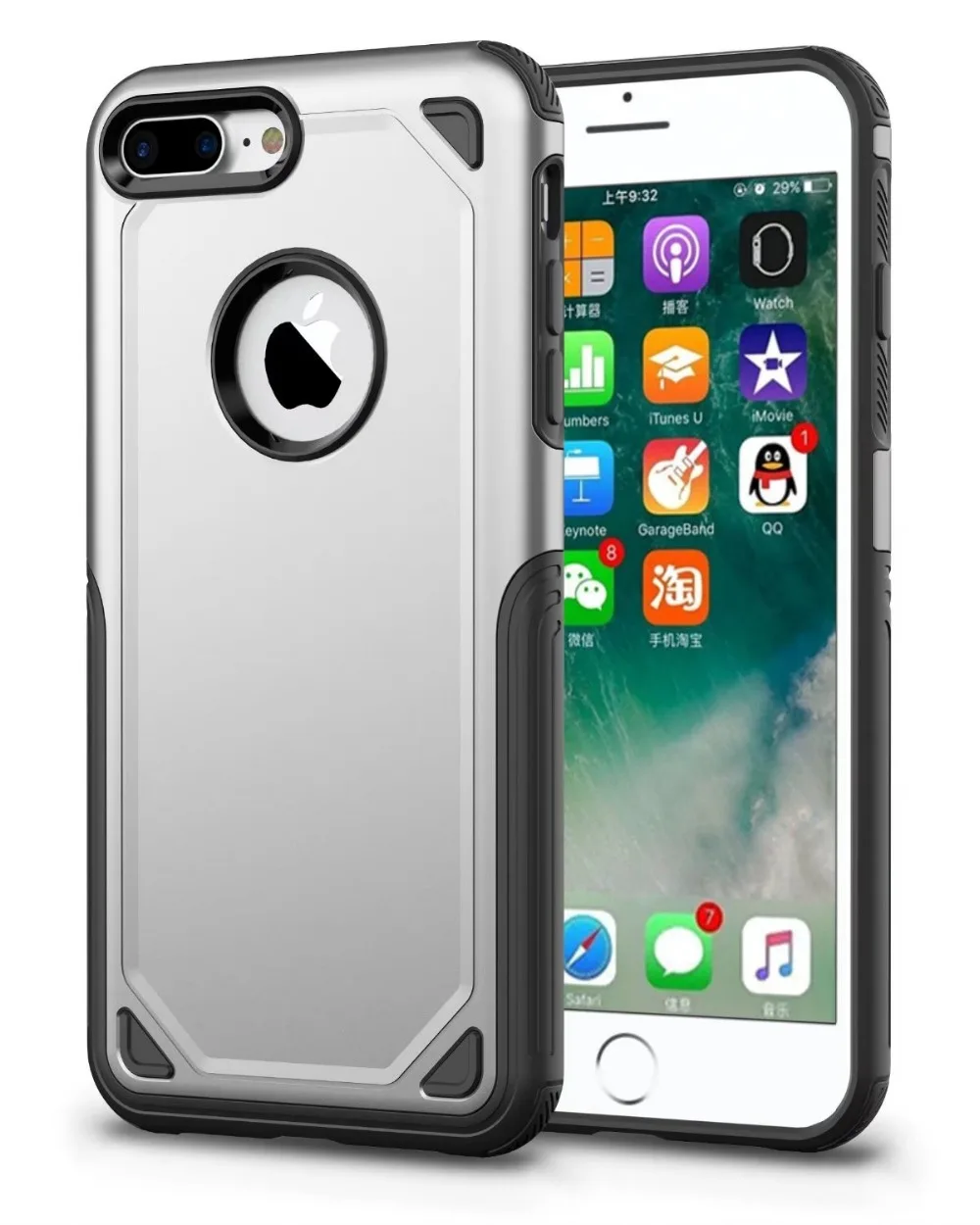 Для Iphone X прочный тонкий чехол Полный корпус защитный противоударный двухслойный чехол для телефона Apple IPhone 8 7 6 Plus чехол