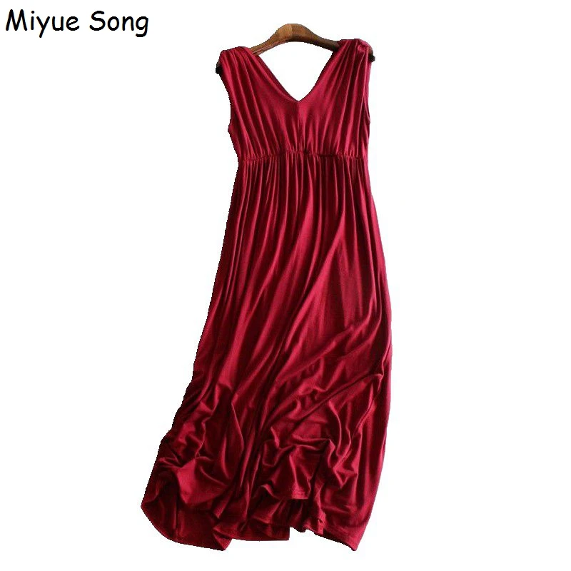 

Maternity Dresses Summer Long Large Modal Clothes For Pregnant Women Loose High Waist Stretch Big Swing Pregnancy Dress