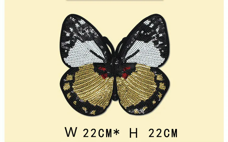 Большие нашивки бабочка с блестками нашивка для шитья на Аппликацию для одежды куртки пальто DIY Одежда наклейки Винтаж Parches