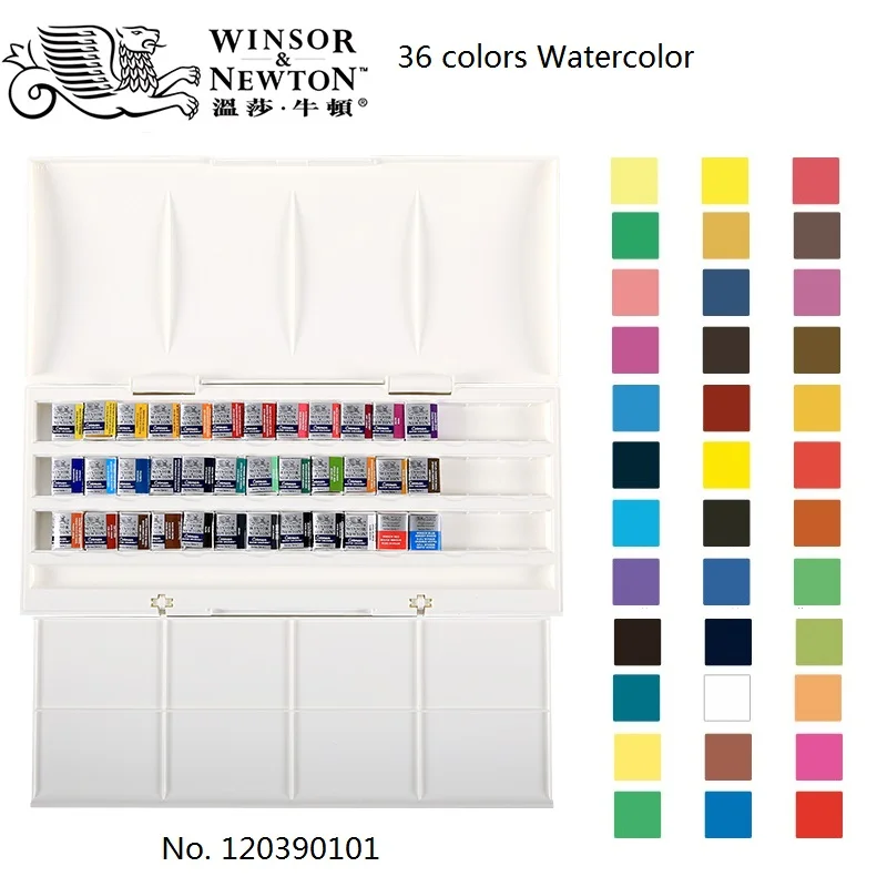 WINSOR& NEWTON Cotman портативный Твердые акварельные краски 12/24/36/45 цветов пигмент товары для рукоделия Рисунок Краски - Цвет: 36 colors