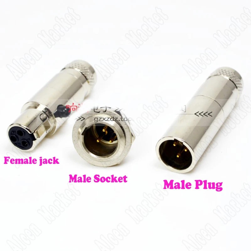 30pcs/lot Metal Mini 3/4/5/6/ Pin Male / female Xlr Connectors Plug