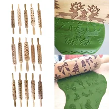 Шт. 1 шт. Рождество животных тиснение скалка для выпечки печенье лапши печенье, фондан, пирог тесто выгравированы ролик Олень Снежинка