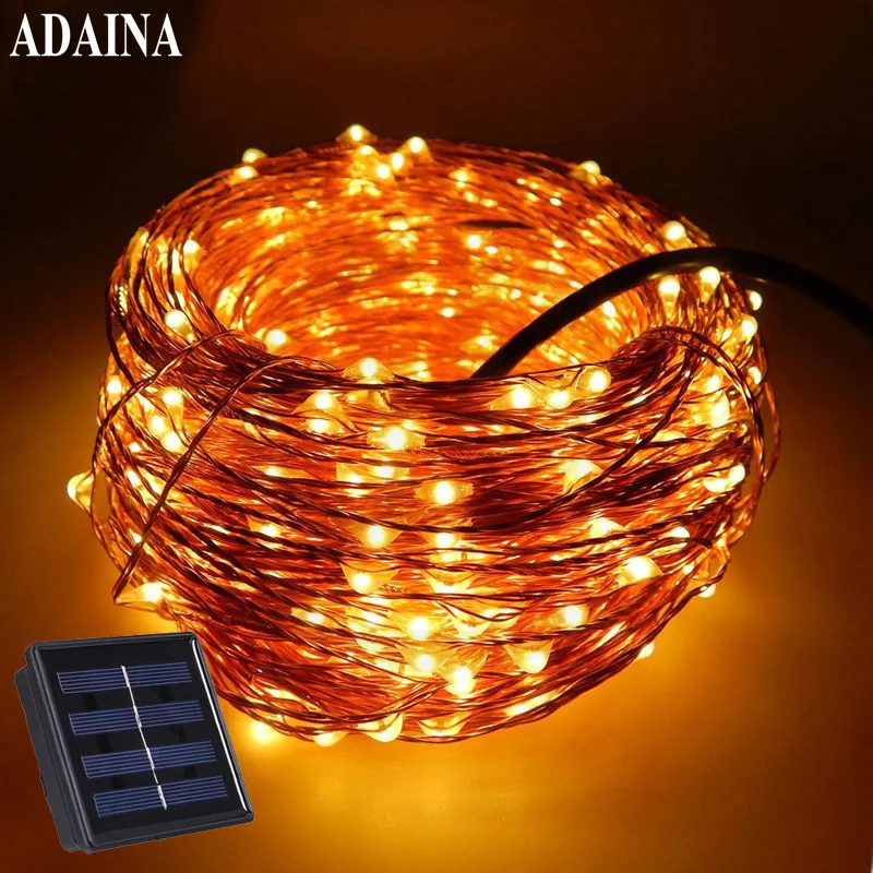 33FT 10M 100 LEDs Garden LED Solar Lamp Light Solaris Panel Copper Wire