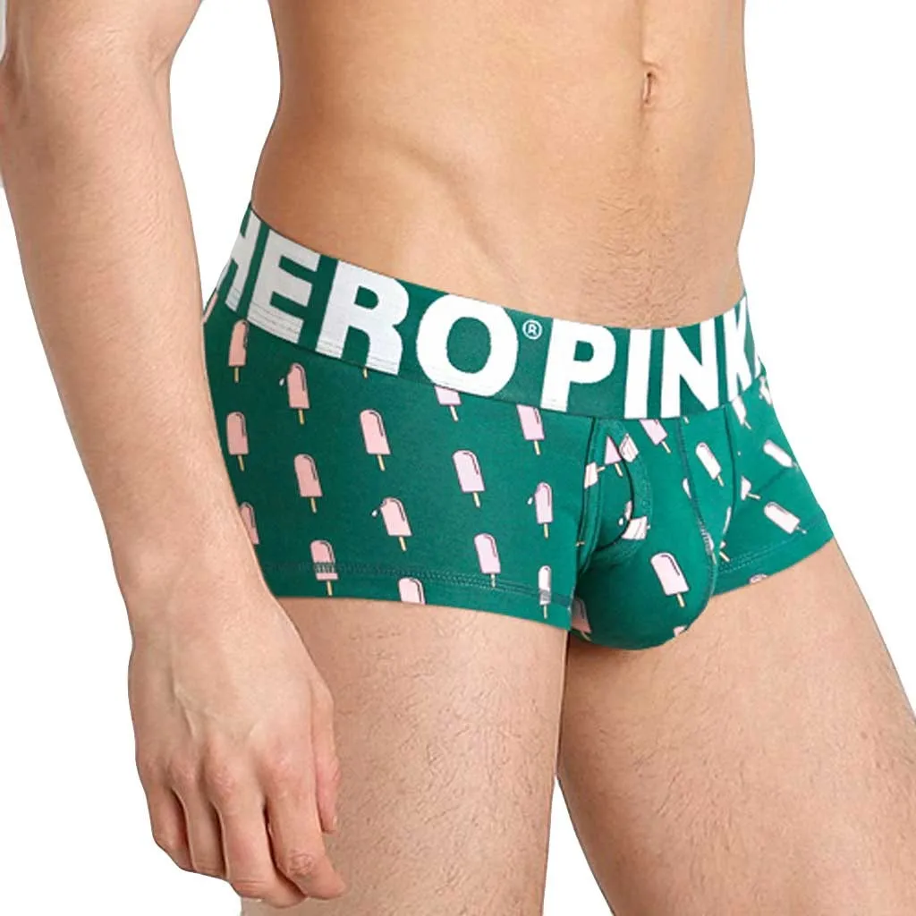 PINK HEROES Mens Boxer Cotton Letter Underpants Knickers Sexy Shorts Men Underwear Male Underpant Beachwear ropa interior hombr